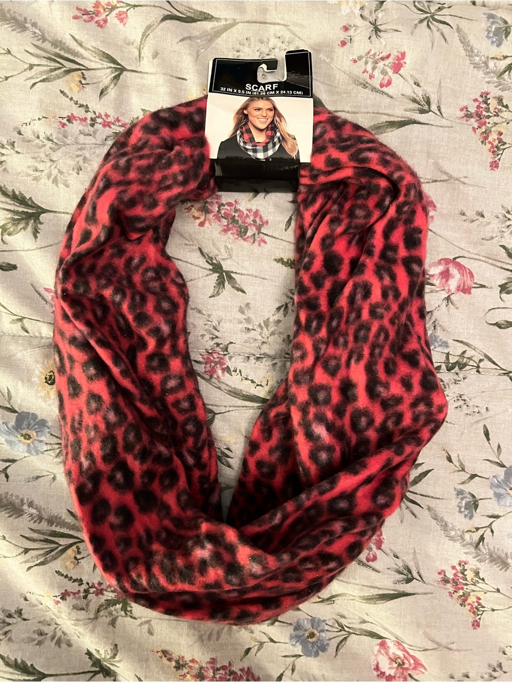 Fuchsia Fleece Leopard Print Infinity Scarf